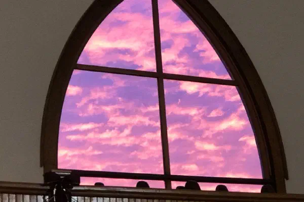 Sunrise through the balcony window