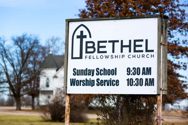 Our sign: Sunday School 9:30, Worship 10:30